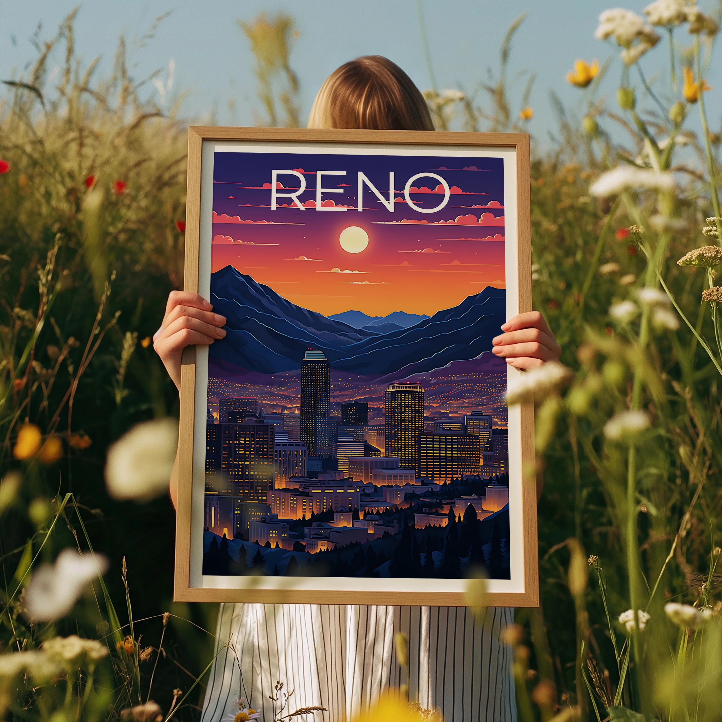 Reno Travel Poster, Nevada Wall Art, Nevada Print, Reno Poster, Nevada ...