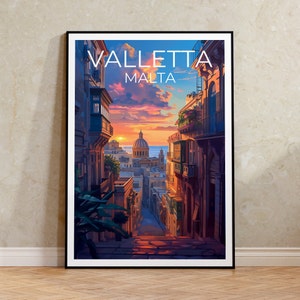 Valletta Travel Poster, Malta Wall Art, Malta Print, Valletta Poster, Malta Poster, City Poster, Valletta Art