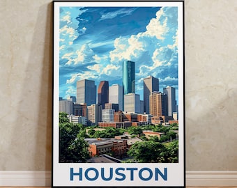 Houston Travel Poster, Texas Wall Art, Texas Print, Houston Poster, Texas Poster, City Poster, Houston Art