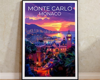 Monte Carlo Travel Poster, Monaco Wall Art, Monaco Print, Monte Carlo Poster, Monaco Poster, Monaco Gift, Monte Carlo Art