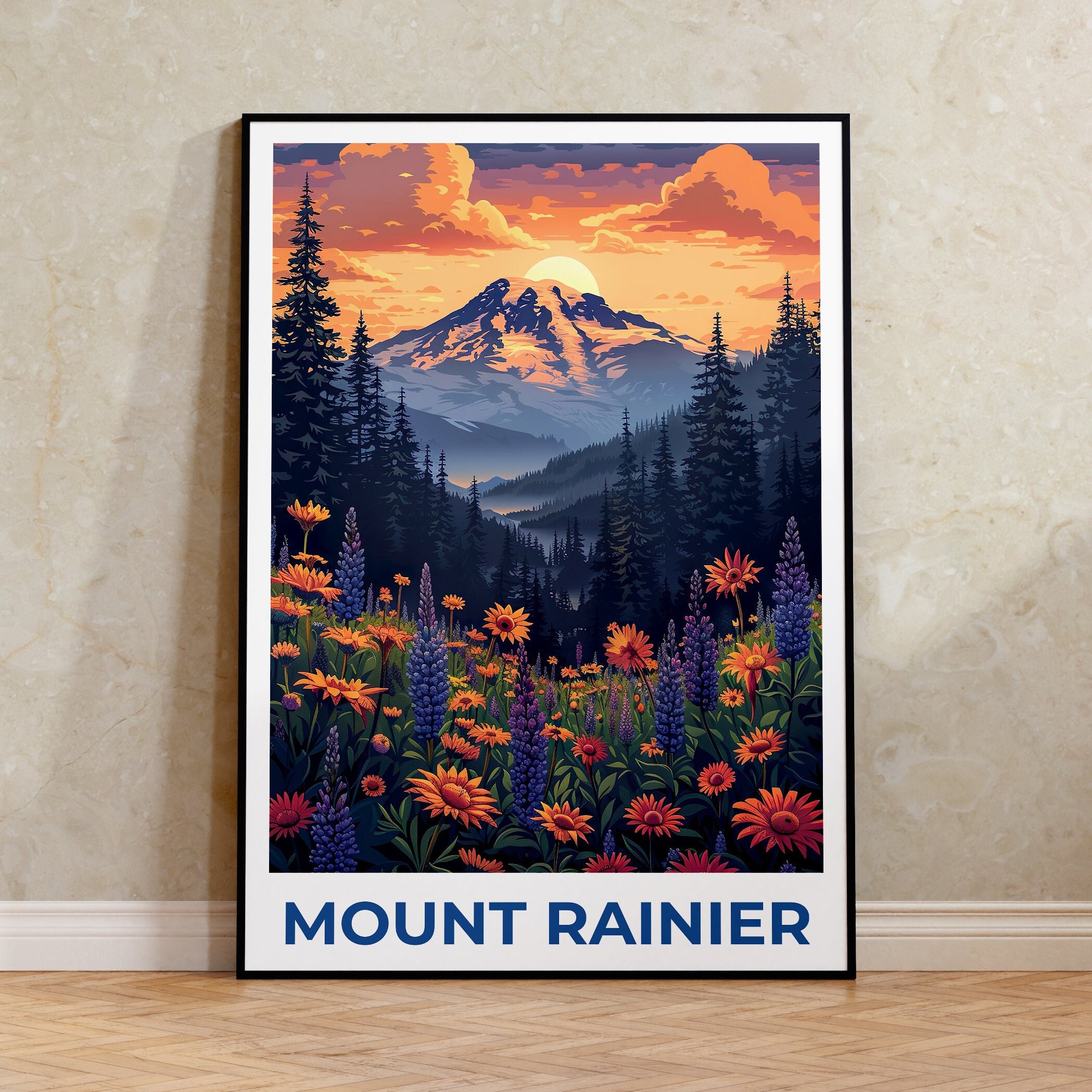 Mount Rainier Poster, Mount Rainier Print, Washington Poster