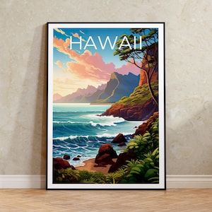 Affiche de voyage à Hawaï, art mural île, impression île, affiche Hawaï, affiche île, affiche nature, art Hawaï