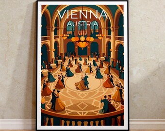 Vienna Waltz Poster, Ballroom Dance Wall Art, Austria Travel Print
