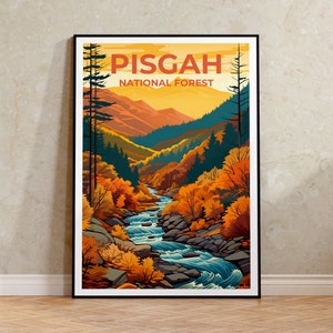 Pisgah Reiseposter, North Carolina Wandkunst, North Carolina Druck, Pisgah Poster, Appalachian Mountains Poster, Naturposter
