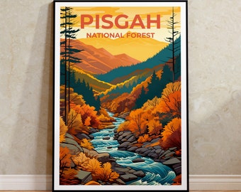 Pisgah Travel Poster, North Carolina Wall Art, North Carolina Print, Pisgah Poster, Appalachian Mountains Poster, Nature Poster