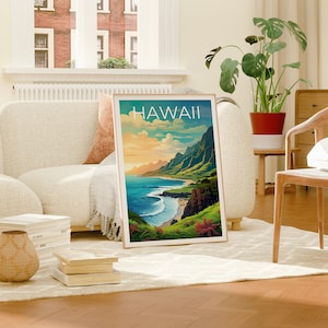 Hawaii Travel Poster, Island Wall Art, Island Print, Hawaii Poster, Island Poster, Mountain Poster, Hawaii Art image 5
