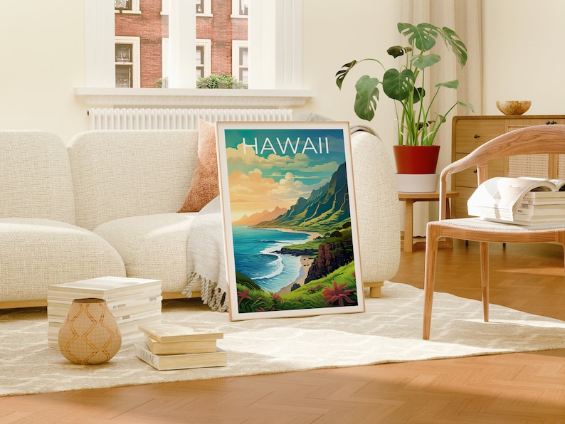 Hawaii Travel Poster, Island Wall Art, Island Print, Hawaii Poster, Island Poster, Mountain Poster, Hawaii Art image 5