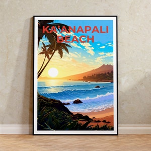 Ka&#39;anapali Beach Travel Poster, Ka&#39;anapali Wall Art, Hawaii Print, Hawaii Poster, Kaanapali Poster, Hawaii Island Poster