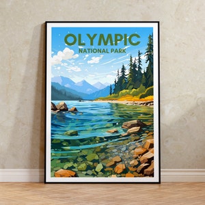 Póster del Parque Nacional Olímpico, Arte de Washington, Impresión Olímpica, Póster Olímpico, Póster de Naturaleza, Póster de Naturaleza