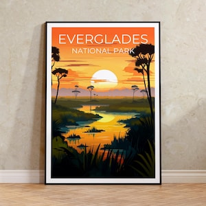 Poster di viaggio Everglades, arte murale Florida, stampa Florida, poster Everglades, poster natura selvaggia, poster natura, stampa Everglades