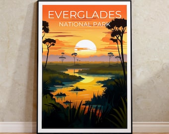 Everglades Travel Poster, Florida Wall Art, Florida Print, Everglades Poster, Wilderness Poster, Nature Poster, Everglades print
