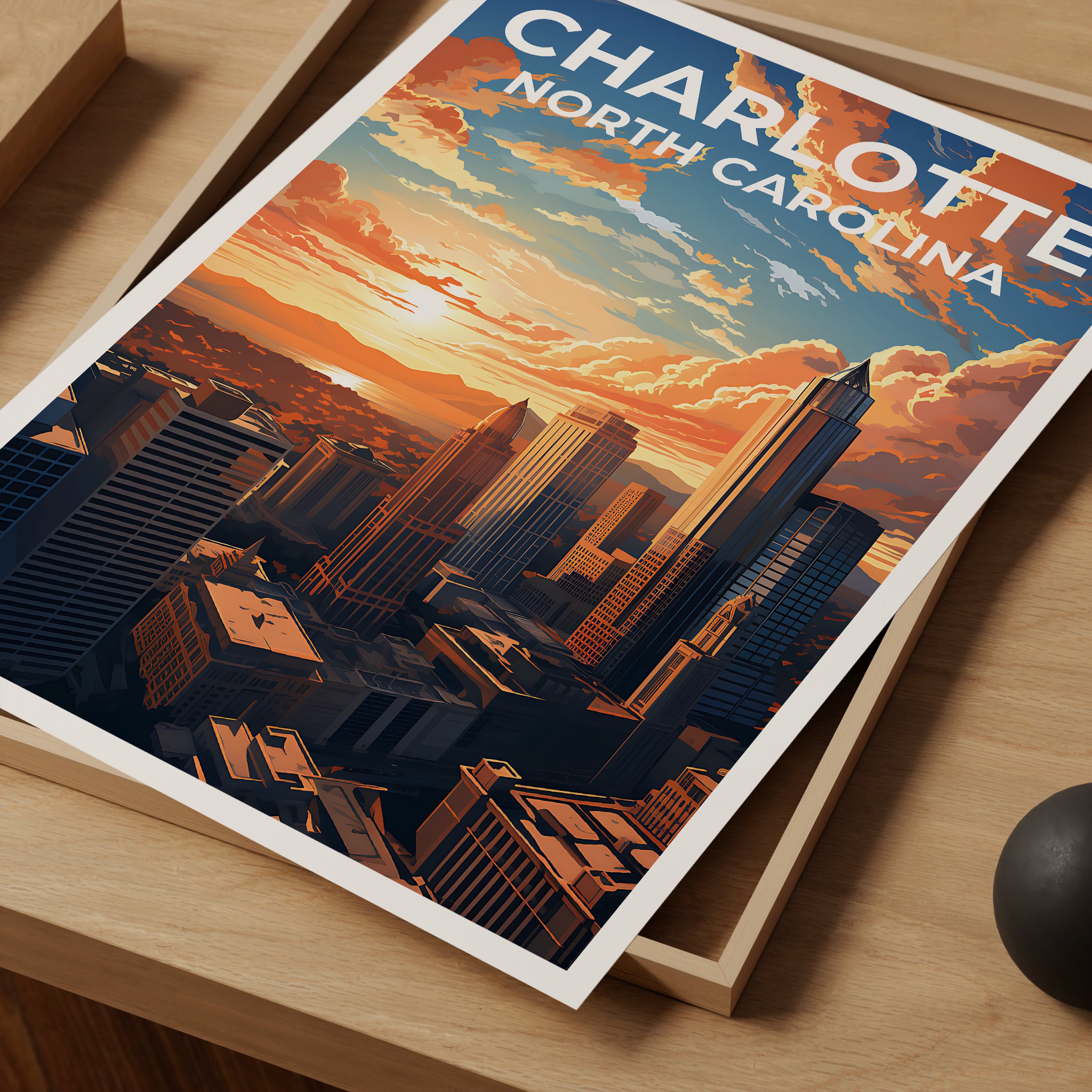 Charlotte Travel Poster, North Carolina Art, North Carolina Print