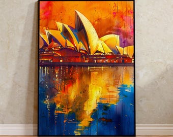 Sydney Opera House Poster, Australia Wall Art, Watercolor Travel Print