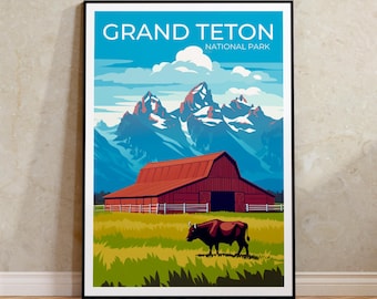 Grand Teton National Park Poster, Grand Teton Wall Art, Grand Teton Print, Wyoming Poster, Grand Teton Art, Poster Art, Wall Decor