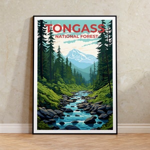 Tongass National Forest Reise Poster, Alaska Wandkunst, Alaska Druck, Tongass Poster, Wald Poster, Natur Poster,