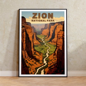 Zion Travel Poster, Utah Wall Art, Utah Print, Zion National Park Poster, Utah Poster, Nature Poster, Zion Art
