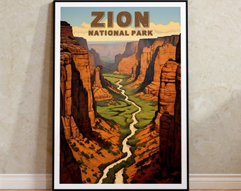 Zion Travel Poster, Utah Wall Art, Utah Print, Zion National Park Poster, Utah Poster, Nature Poster, Zion Art