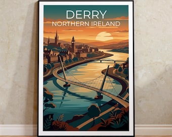Derry Ireland Poster, Peace Bridge Art, Irish Decor
