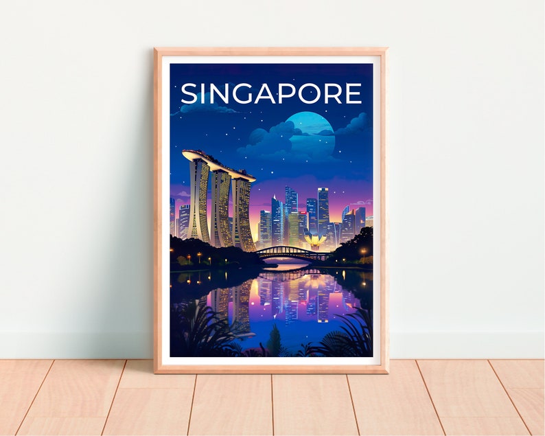 Singapore Travel Poster Singapore Wall Art Singapore Print Etsy