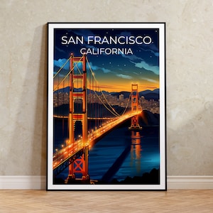 San Francisco Travel Poster, California Wall Art, California Print, San Francisco Poster, Golden Gate Bridge Poster, City Poster