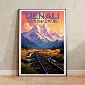 Poster di viaggio Denali, arte murale Alaska, stampa Alaska, poster Denali, poster Alaska, poster natura, arte Denali
