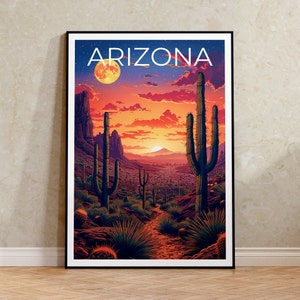 Arizona Poster, Arizona Druck, Wüste Poster, Wüstendruck, Arizona Reiseplakat, Kaktus Plakat, Arizona Kunst