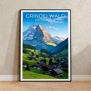 Grindelwald Travel Poster, Switzerland Wall Art, Switzerland Print, Grindelwald Poster, Swiss Alps Poster, City Poster, Grindelwald Art