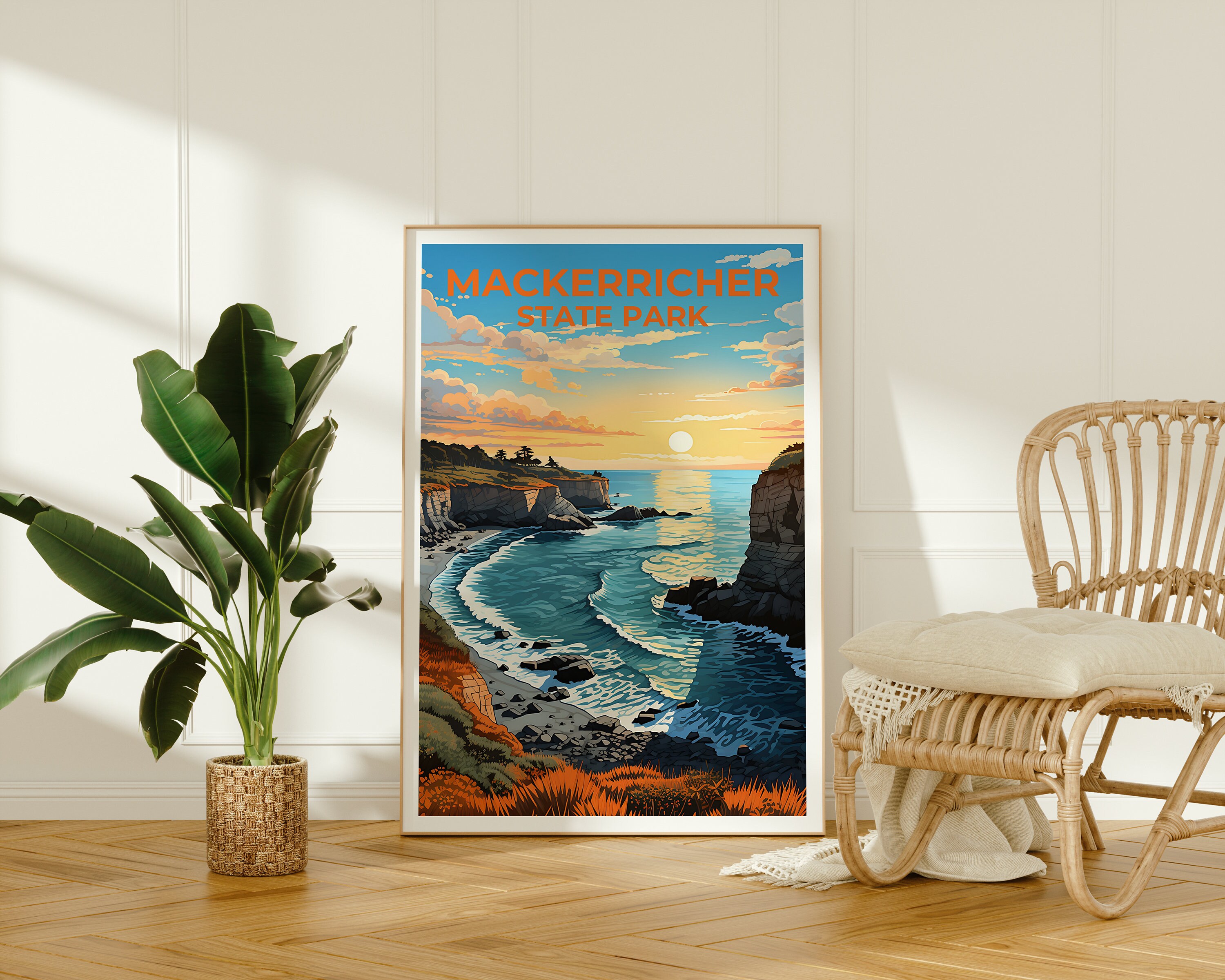 Photo State Poster Mackerricher State Park Travel Poster, California Wall Art, California ...