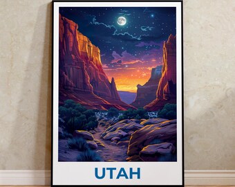 Capitol Reef National Park Travel Print  Utah Poster Canyon Wall Art National Park Illustration Capitol Reef Poster Home Decor Birthday Gift