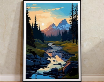 Grand Teton Travel Poster, Wyoming Wall Art, Wyoming Print, Grand Teton Poster, National Park Poster, Nature Poster, Grand Teton Art