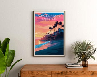 Santa Cruz California Travel Poster: Coastal Beach Wall Art - Etsy