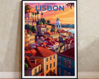 Lisbon Travel Poster Portugal Print Lisbon City Wall Art Portugal Illustration Portugal Poster Home Decor Birthday Gift