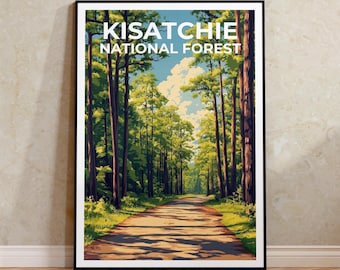 Kisatchie National Forest Poster, Louisiana Nature Wall Art, Woodland Decor