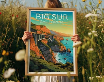 Big Sur Travel Poster, California Wall Art, California Print, Big