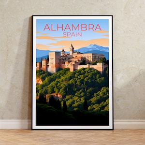 Alhambra Travel Poster, Spain Wall Art, Spain Print, Alhambra Poster, Grenada Poster, City Poster, Alhambra Art, Birthday Gift