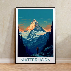 Matterhorn Travel Poster, Switzerland Wall Art, Switzerland Print, Matterhorn Poster, Switzerland Poster, Mountain Poster, Matterhorn Print