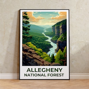 Allegheny Forest Reiseplakat, Pennsylvania Wandkunst, Pennsylvania Druck, Allegheny Plakat, Pennsylvania Plakat, Naturplakat
