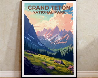 Grand Teton Poster - Wyoming Landscape Print - National Parks Gift