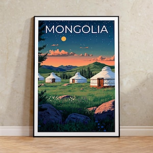 Mongolia Poster, Yurt Print, Mongolia Art, Mongolia Ger Print, Asia Poster, Mongolia Gift, Asia Print