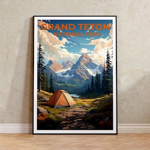Grand Teton Reiseplakat, Wyoming Wandkunst, Wyoming Druck, Grand Teton Plakat, Wyoming Plakat, Naturplakat, Grand Teton Kunst