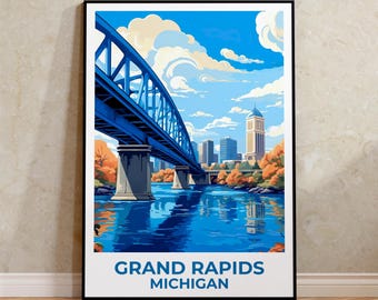 Grand Rapids Michigan Travel Poster: West Michigan City Art Print