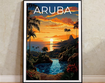 Aruba Reiseposter, Island Wandkunst, Island Print, Aruba Poster, Island Poster, Natur Poster, Aruba Art