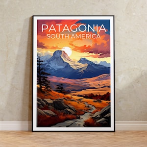 Patagonia Travel Poster, Argentina Wall Art, Chile Print, Patagonia Poster, Argentina Poster, Chile Poster, Patagonia Art