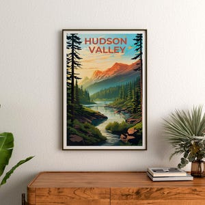 Reseposter från New York, tryck från Hudson Valley, väggkonst i skogen, illustration från New York, landskapsaffisch, heminredning, födelsedagspresent bild 6
