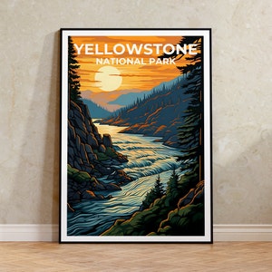 Yellowstone Travel Poster, Wyoming Wall Art, Wyoming Print, Yellowstone Poster, Yellowstone River Poster, Nature Poster, Yellowstone Ar
