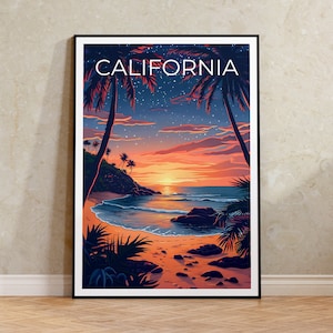 Poster della California, stampa della California, poster della costa, stampa della costa, poster di viaggio della California, arte della costa, poster SoCal