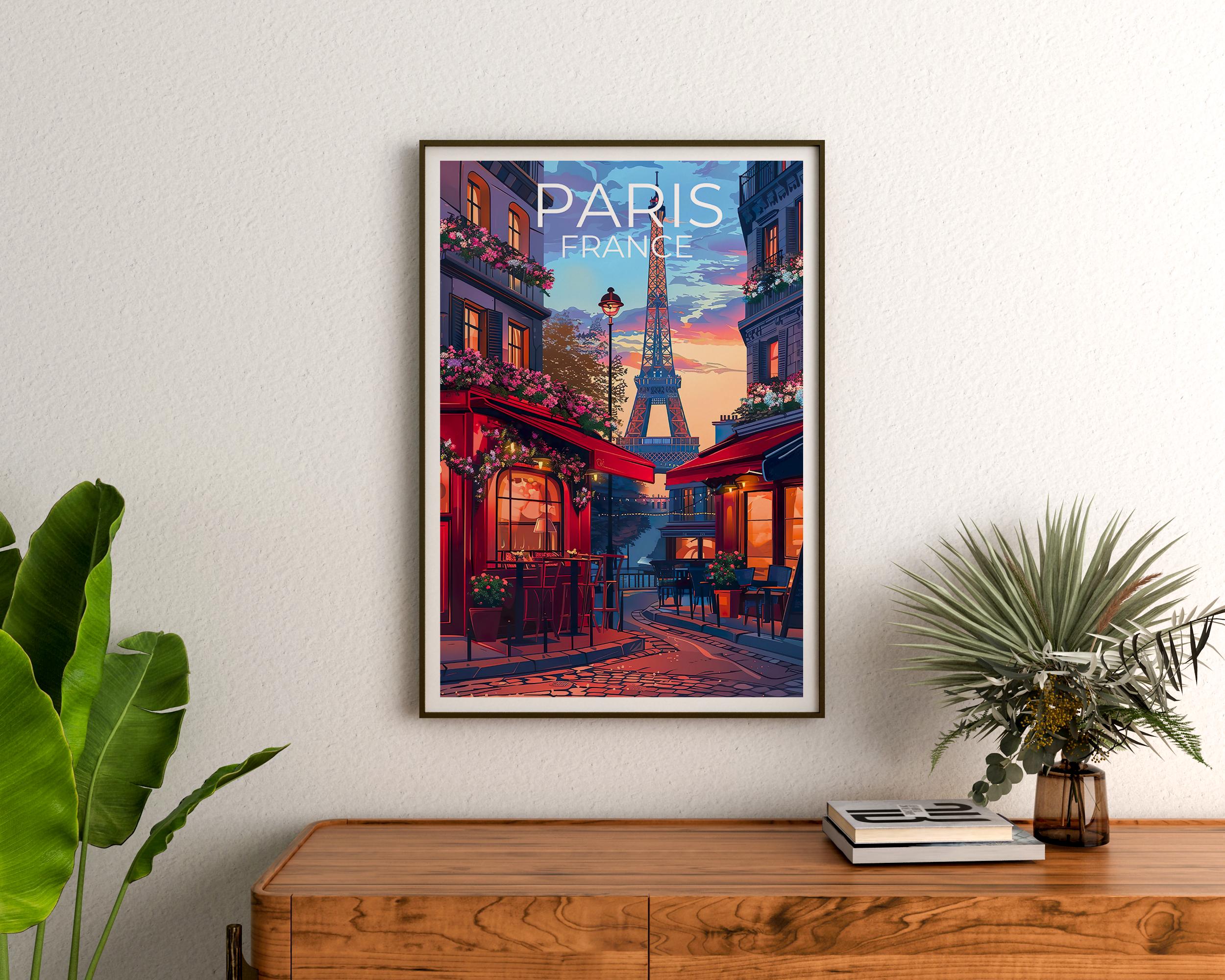 パリのカフェポスター、フランス旅行プリント、ヨーロッパの