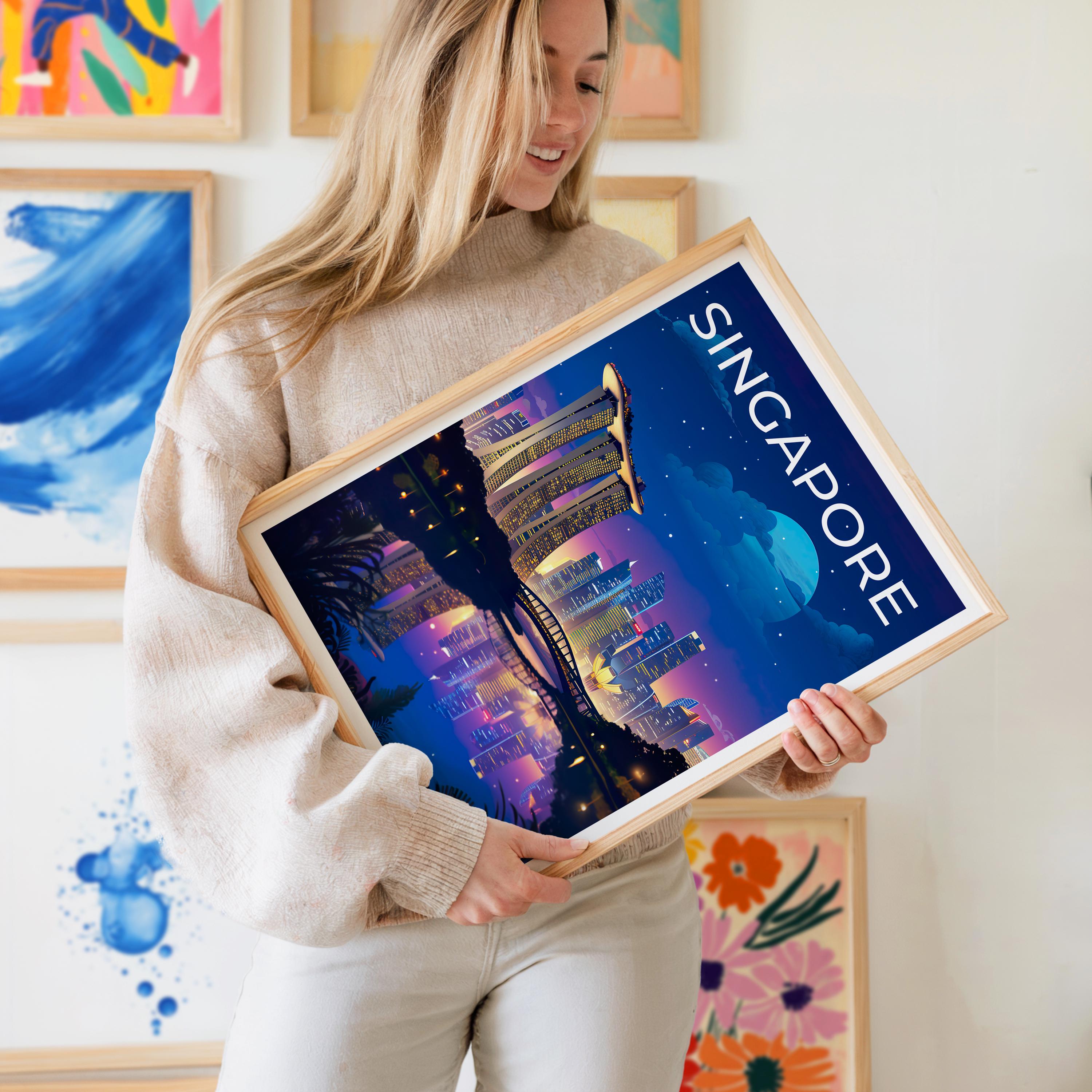 シンガポール旅行ポスター、シンガポール壁画、シンガポールプリント