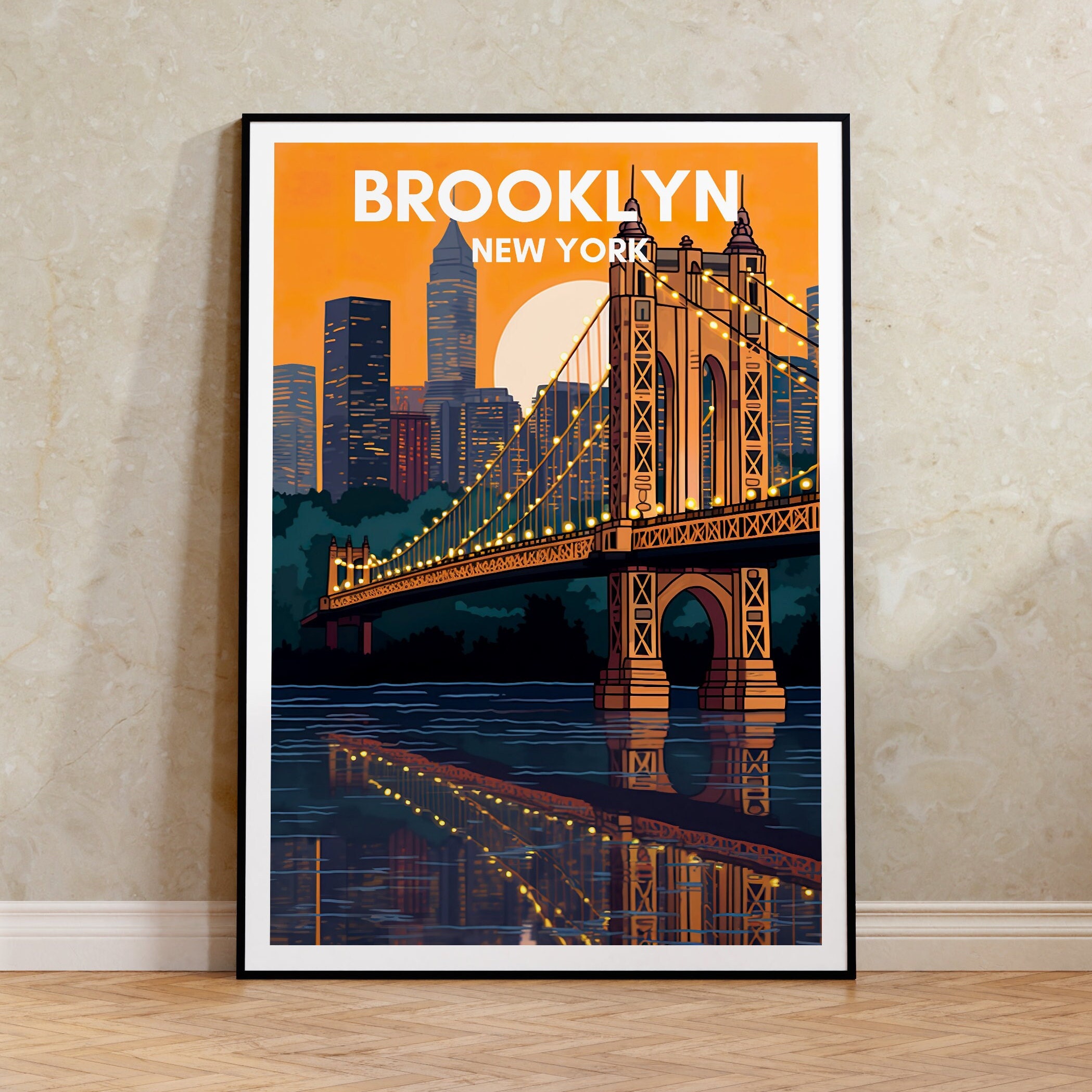 Brooklyn Travel Poster, New York Wall Art, New York Print