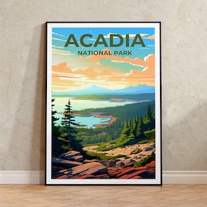 Acadia Travel Poster, Maine Wall Art, Maine Print, Acadia Poster, Forest Poster, Nature Poster, Acadia Art
